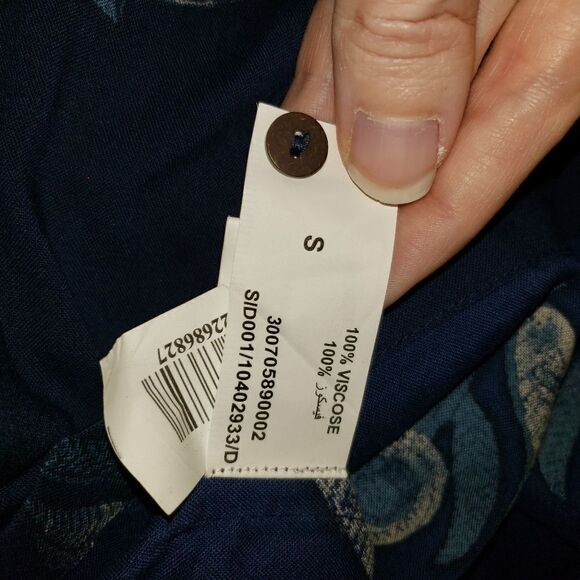 BOMBAY & PAISLEY NAVY BOHEMIAN MIDI COTTON DRESS SIZE SMALL NWOT - Picture 5 of 5